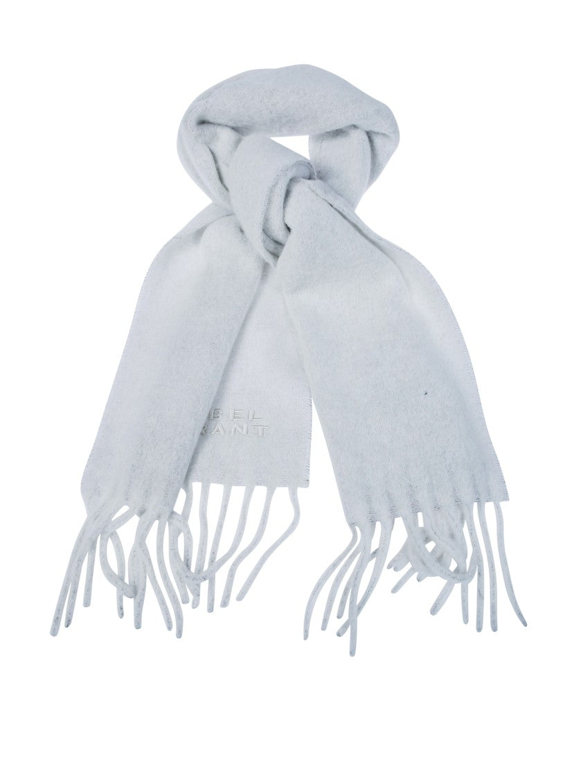 Isabel Marant Firny-Gz Plush Grey Fringed Scarf
