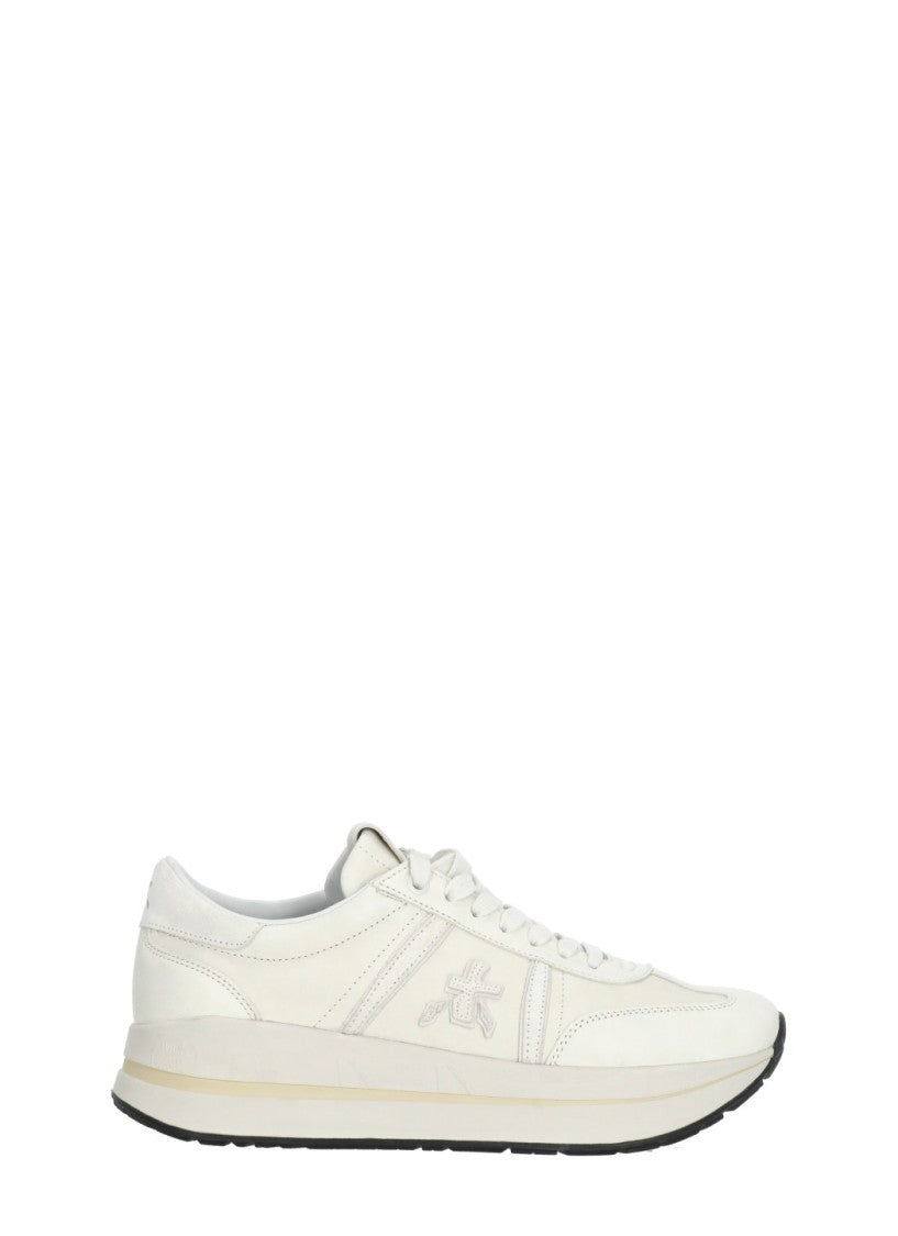 Premiata Ivory Bethcoin 8147 Suede Logo Sneakers