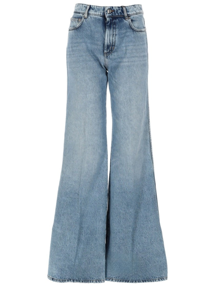 Sportmax Zero Light Blue High-Waisted Wide-Leg Jeans