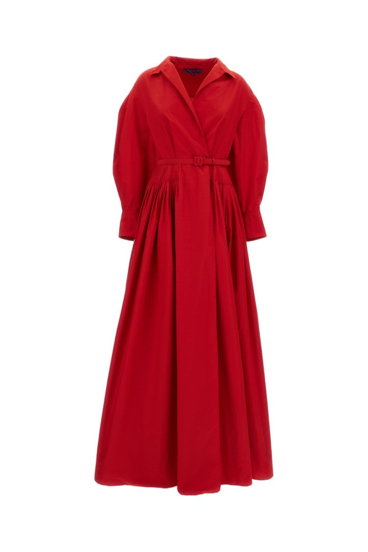 Ralph Lauren Collection Red Daley Long Sleeve Technical Poplin Gown