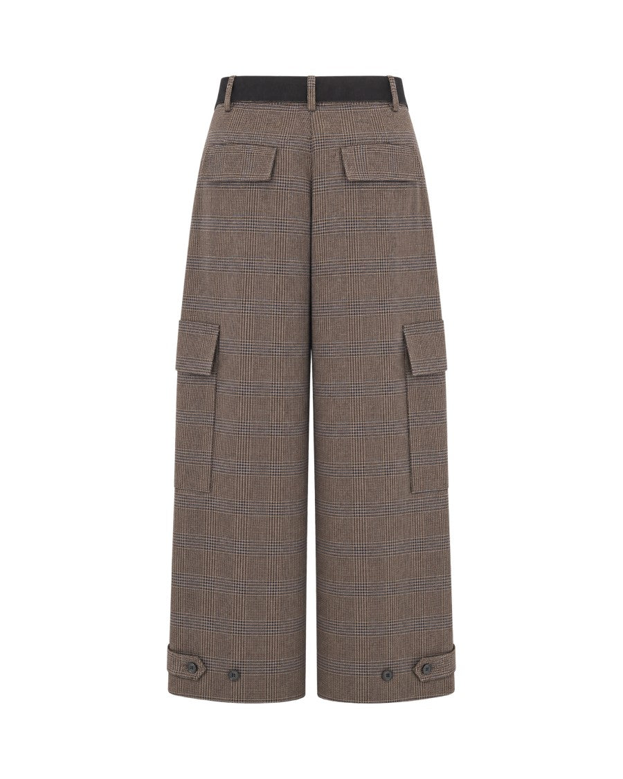 P.A.R.O.S.H. Marrone Prince Of Wales Wide-Leg Belted Pants