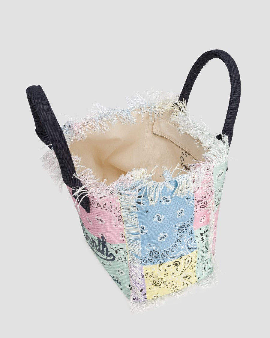 Mc2 Saint Barth Patchwork Tote Bag With Frayed Edges