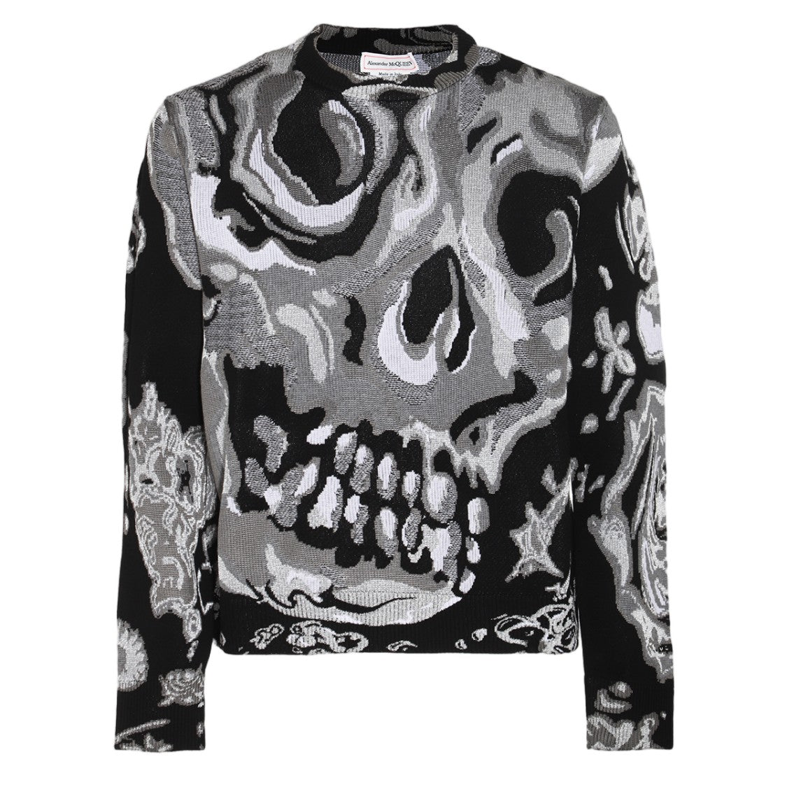 Alexander Mcqueen Abstract Skull And Bone Pattern Sweater With Crew Neckline