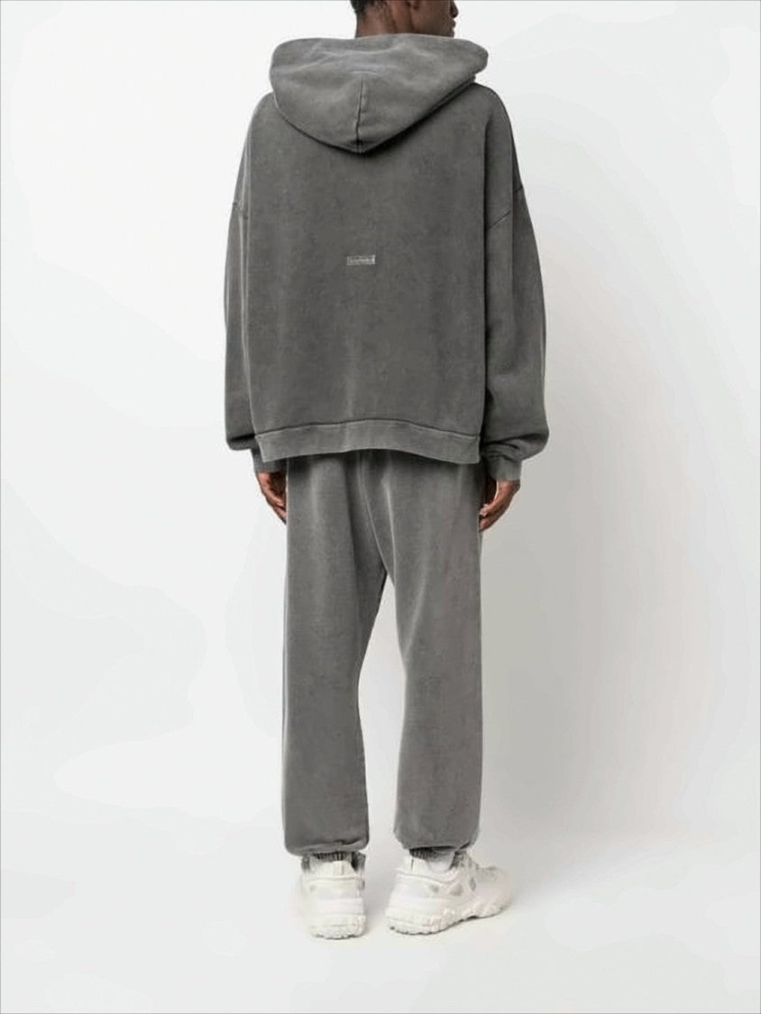 Acne Studios Oversized Drawstring Hoodie With Washed Texture And Subtle Logo Patch