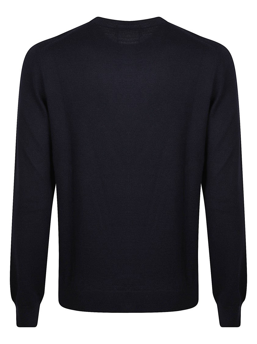 Tagliatore Classic Crew Neck Sweater In Fine Black Wool