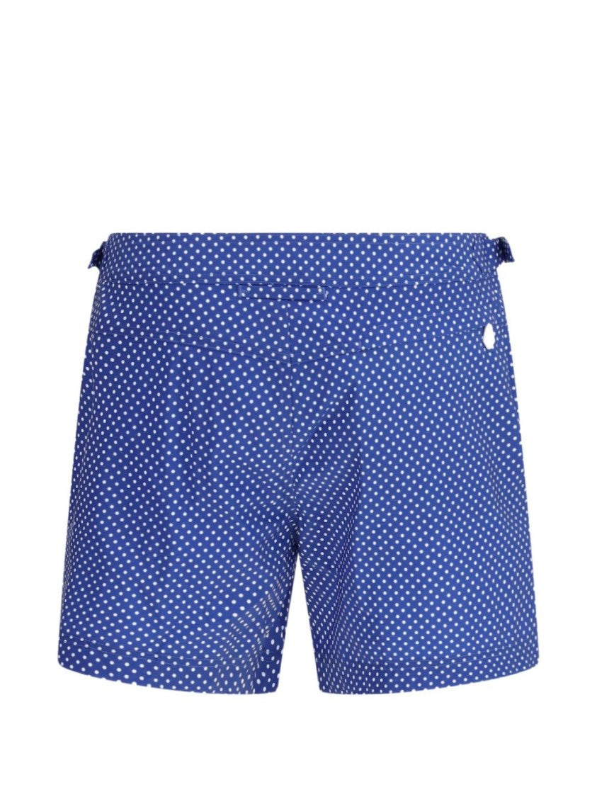 Tom Ford Tailored Blue Shorts With White Dot Pattern