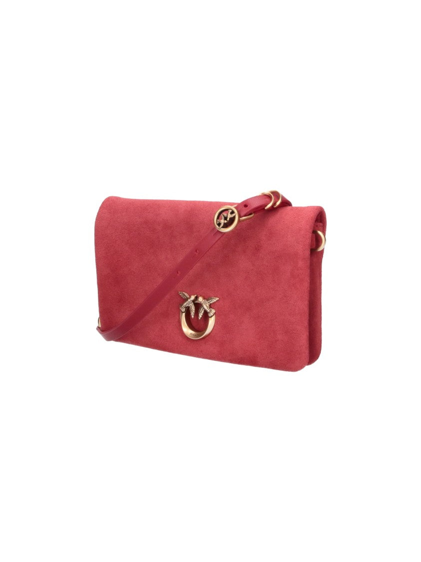 Pinko Red Click Soft Horizontal Mini Suede Handbag