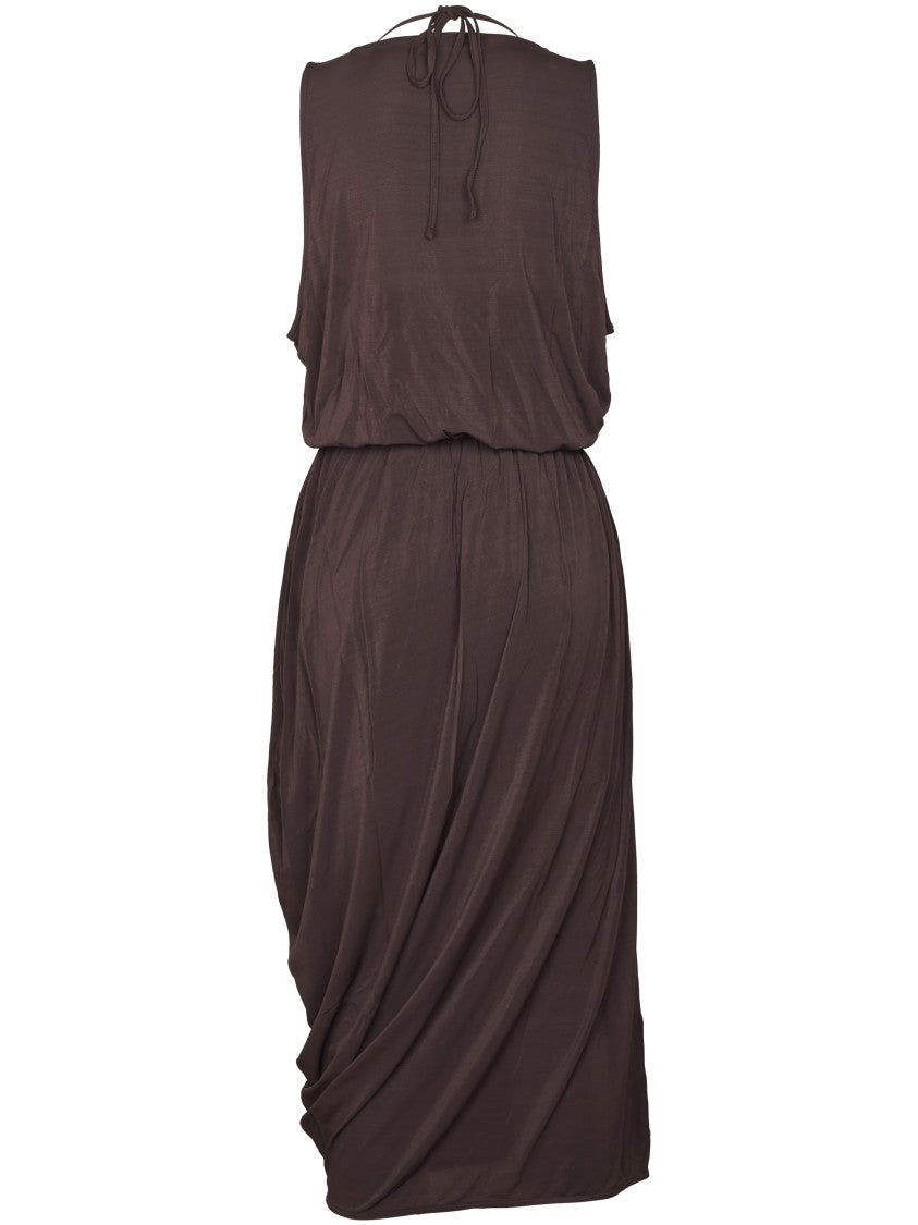 Lemaire Double-Layer Draped Midi Dress With Unique Asymmetrical Hem