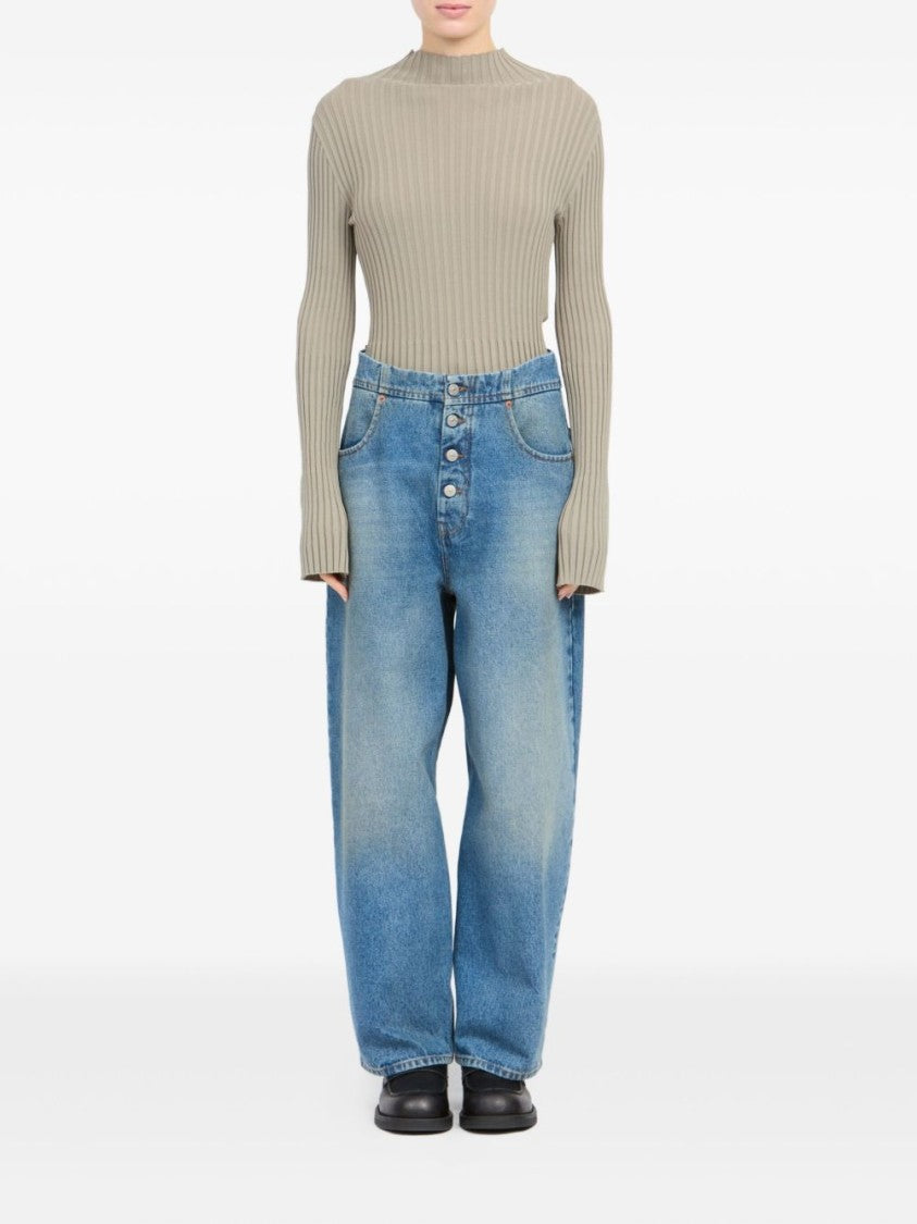 Mm6 By Maison Margiela Relaxed Wide-Leg Jeans With Vintage Wash