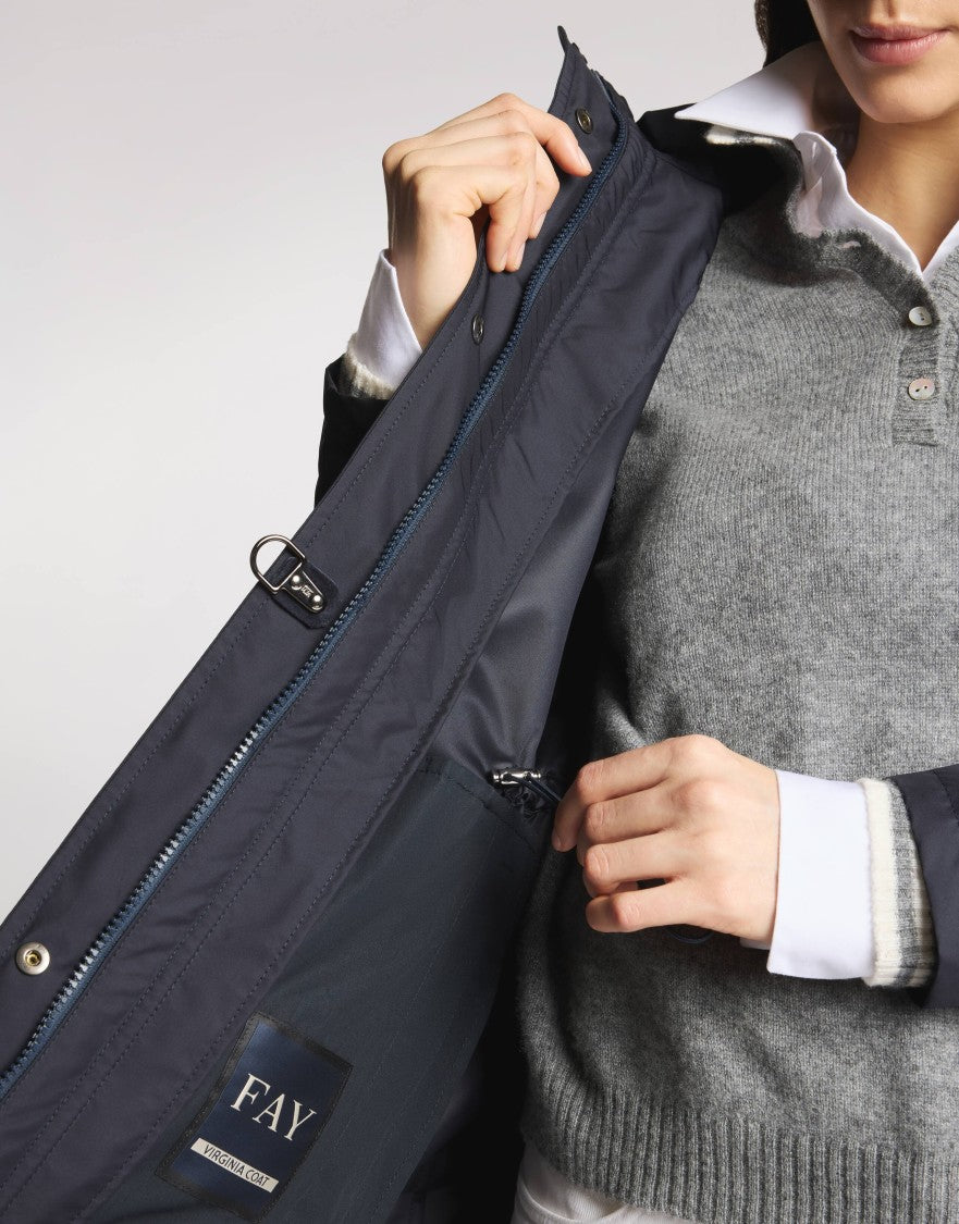 Fay Versatile Baltic Blue Jacket With Adjustable Closure