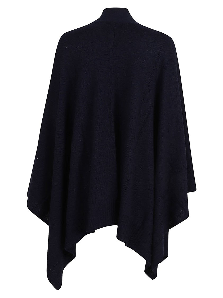 Ermanno Scervino Flowing Black Wool Blend Cape