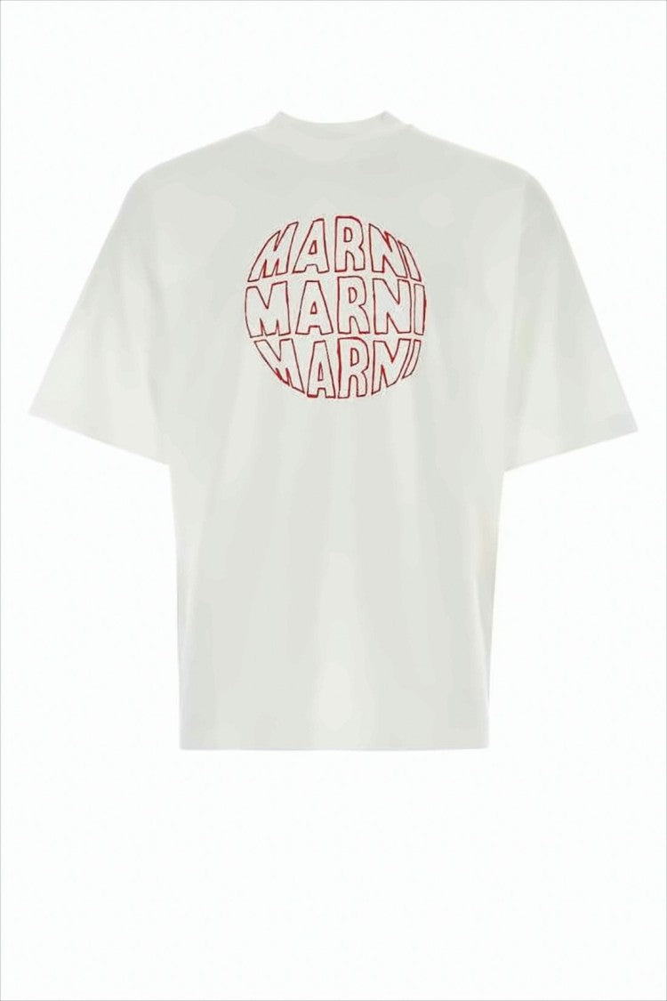 Marni Boxy White Cotton T-Shirt With Bold Graphic Print