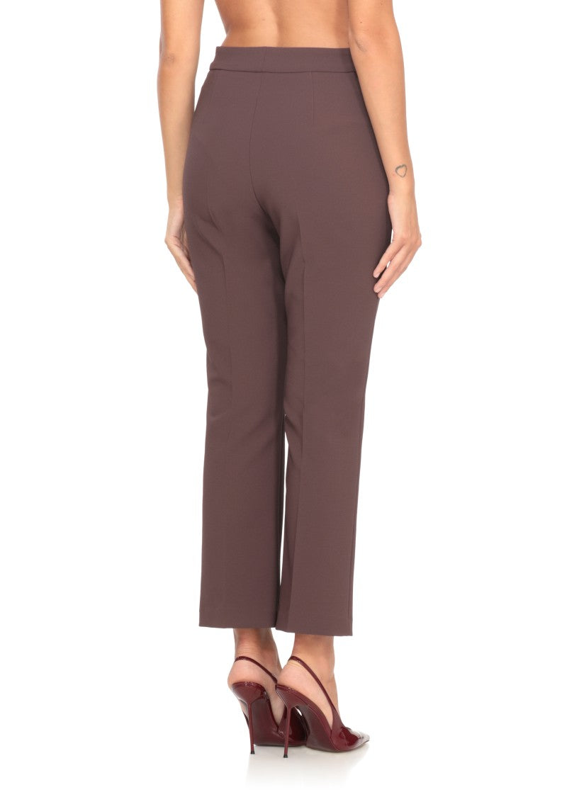 Elisabetta Franchi Straight-Leg Crepe Pants With Gold-Zip Detailing