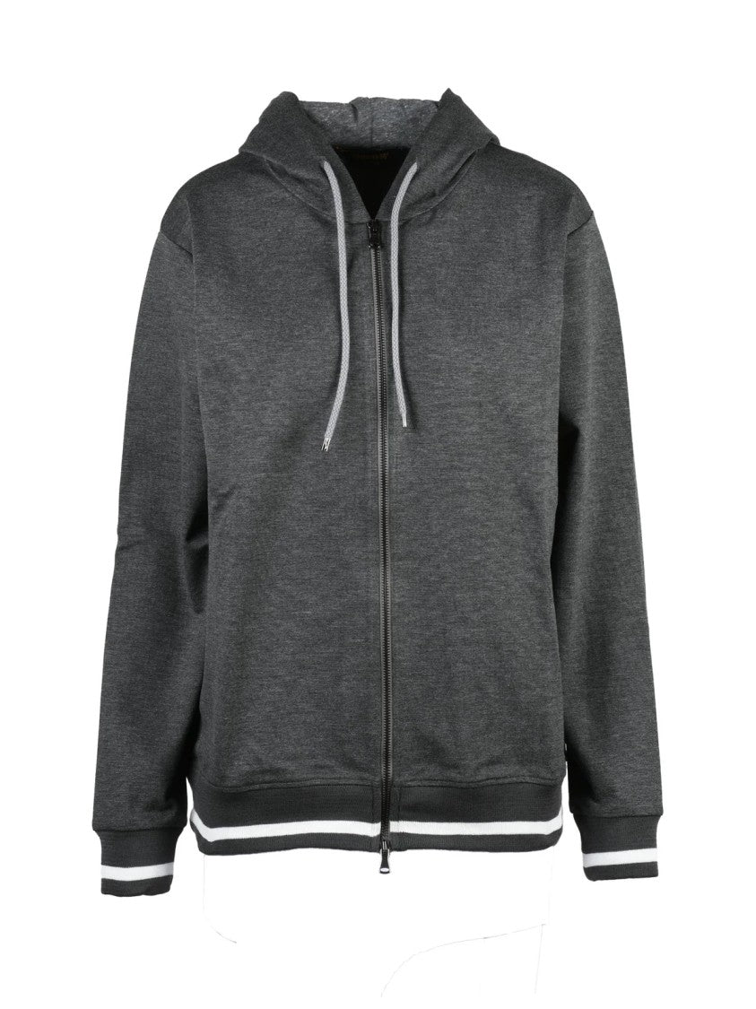 Officina 36 Grey Zip-Up Viscose-Blend Hoodie