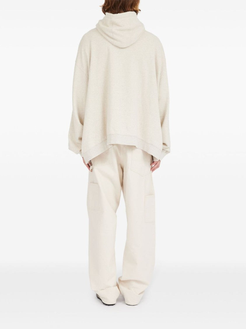 Maison Margiela Beige Zip-Fastening Hoodie With Logo Print
