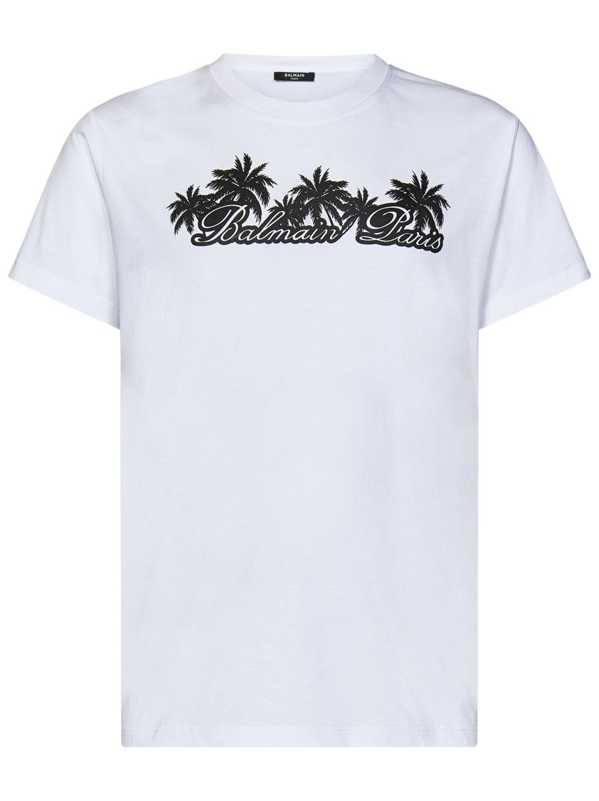 Balmain White Cotton Jersey Crewneck T-Shirt