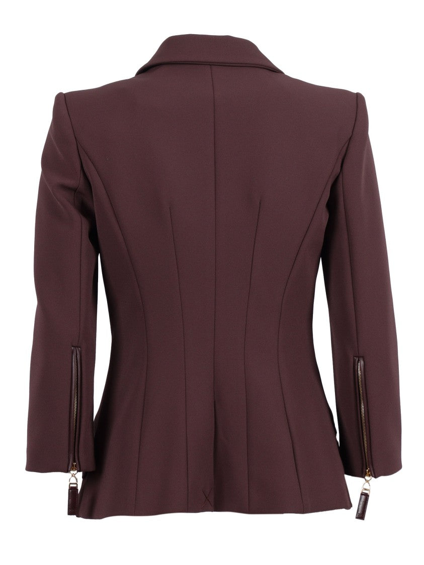 Elisabetta Franchi Tailored Double-Breasted Blazer With Gold Accents