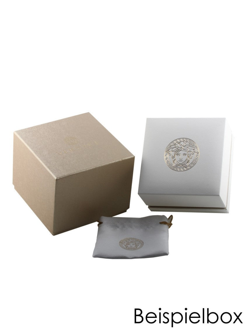 Versace Men's 44Mm Analog Timepiece With Blue Dial And Calf Leather Strap