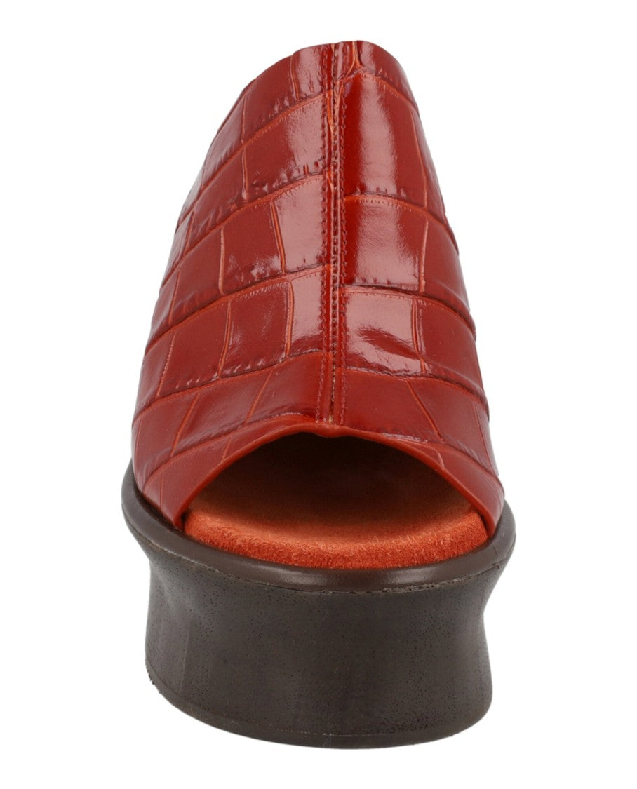 Ferragamo Samanta Croc-Embossed Platform Mules