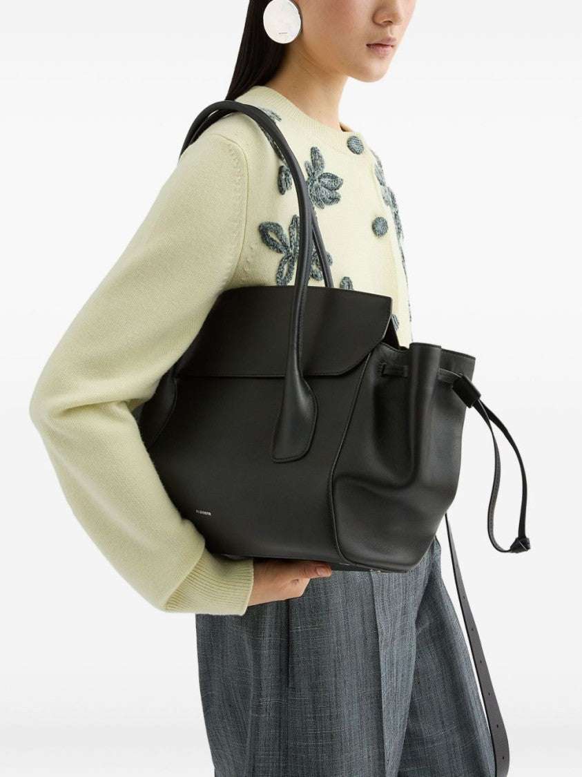 Jil Sander Structured Smooth Leather Shoulder Bag