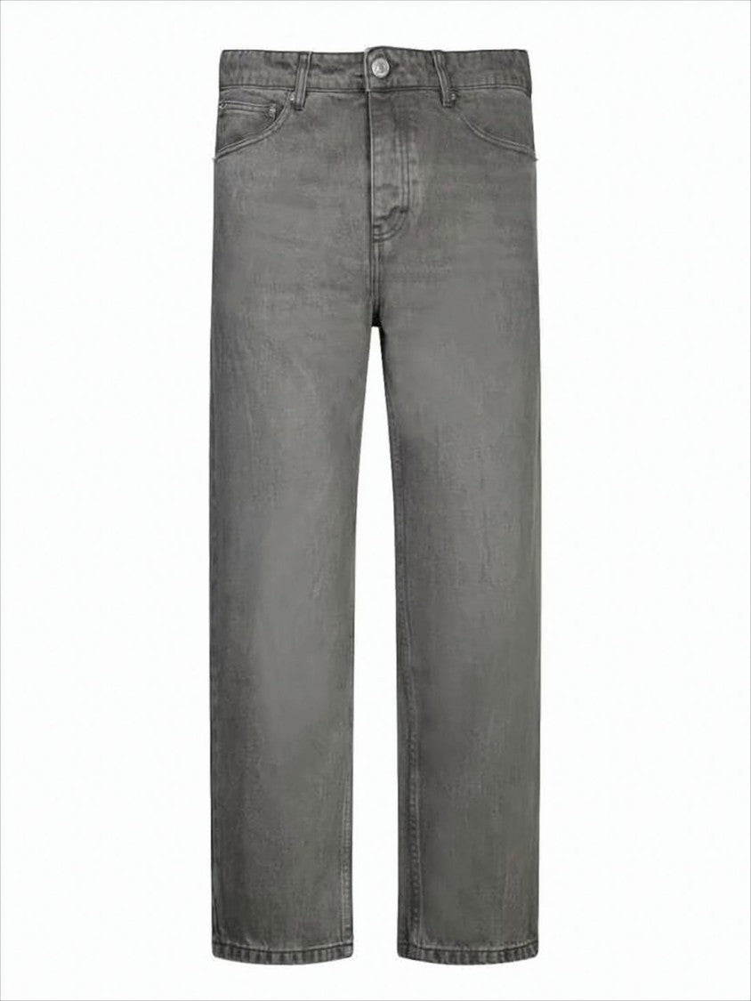 Ami Paris Straight-Leg Grey Denim Pants With Classic Five-Pocket Design