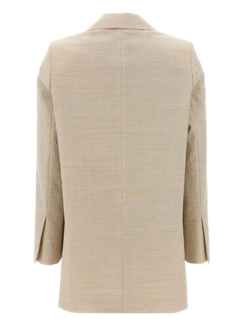Max Mara Structured Beige Cardigan With Shoulder Pads