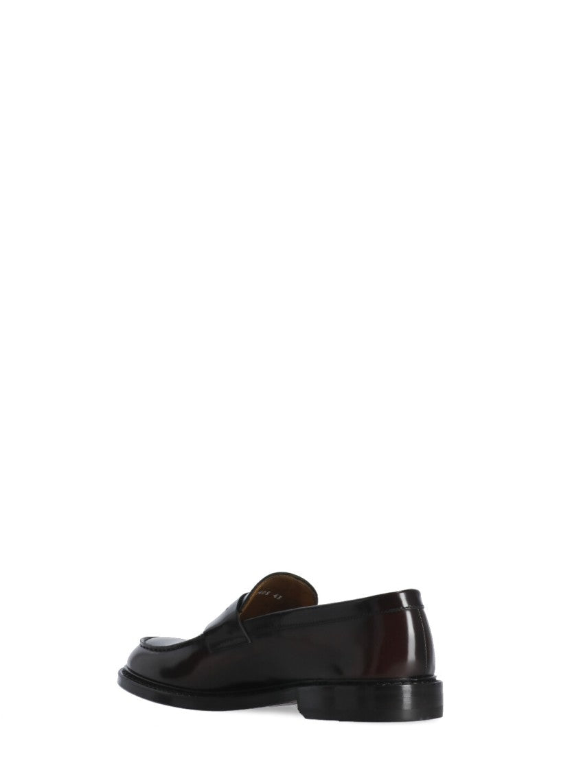 Doucal's Brown Smooth Leather Mask Loafers