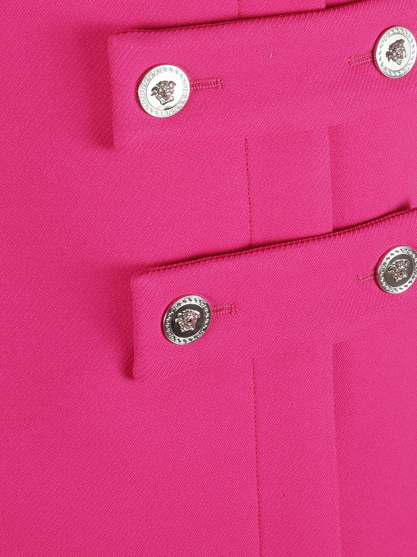 Versace Fitted Pink Skirt With Decorative Buttons