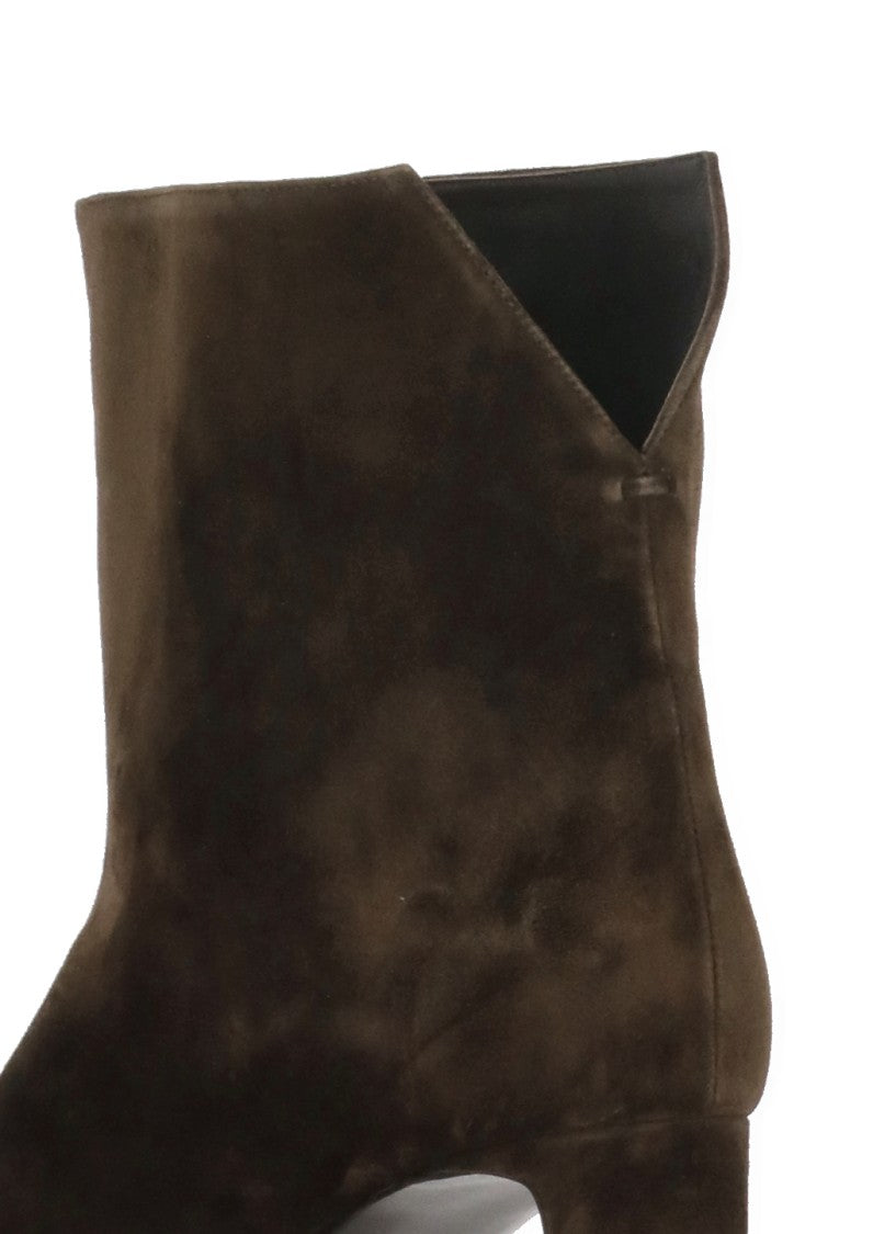 Khaite Brown Suede Leather Boots