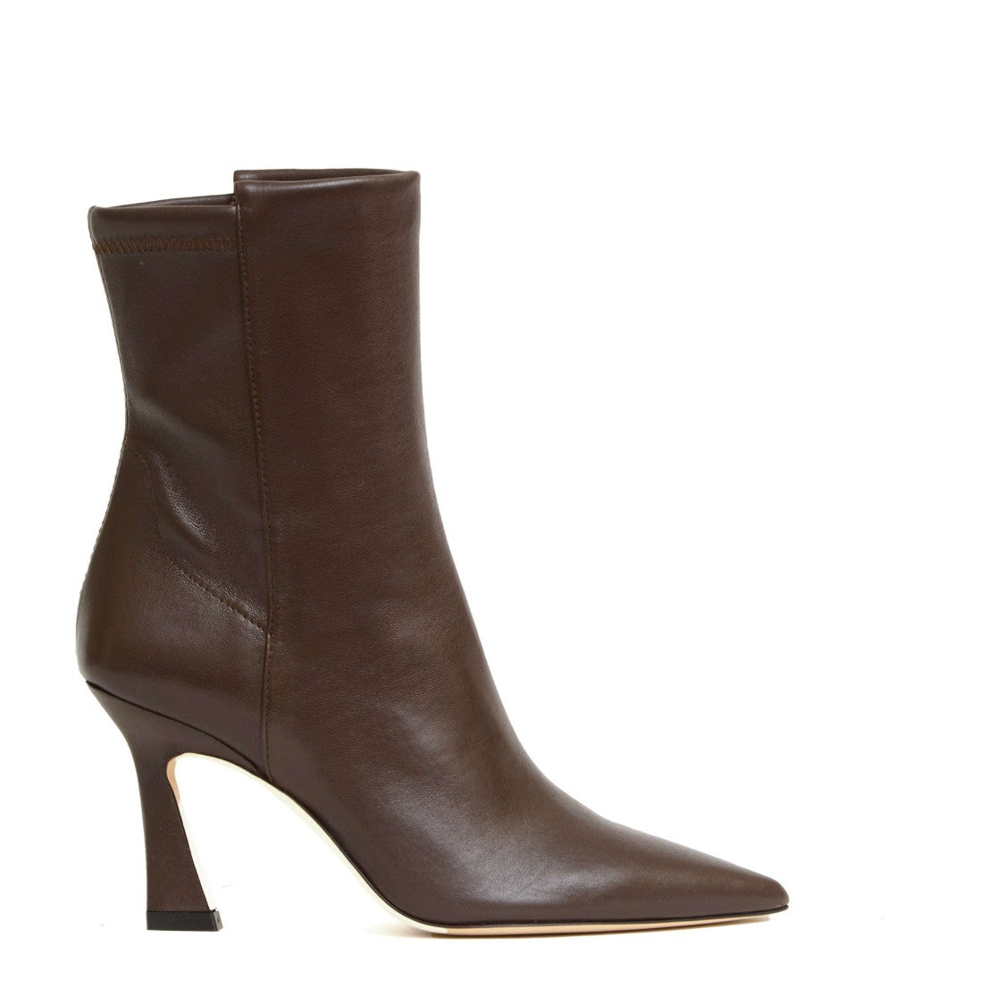 Stuart Weitzman Brown Leather Ankle Boots With 85Mm Kitten Heel