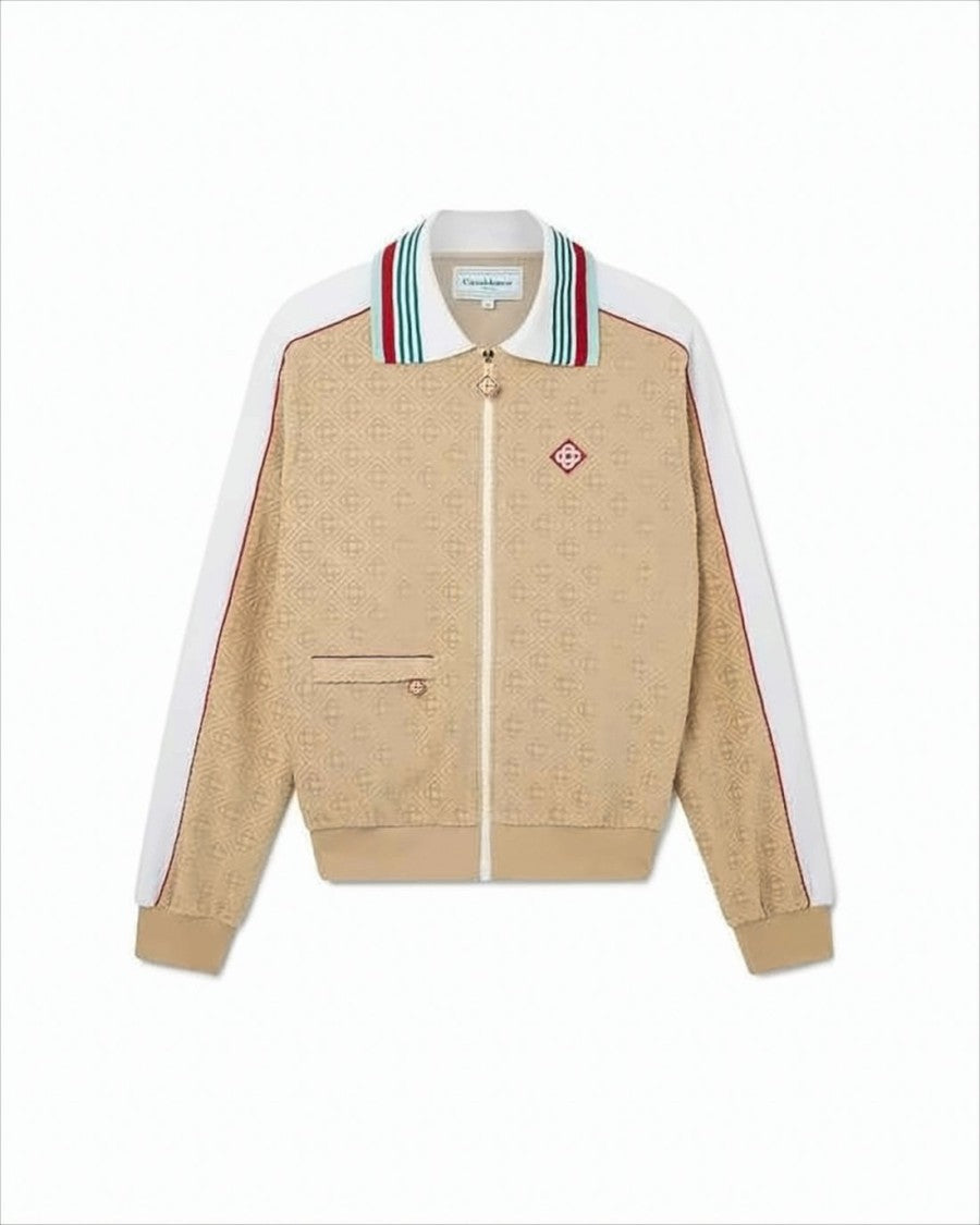 Casablanca Textured Zip-Up Jacket With Diamond Pattern