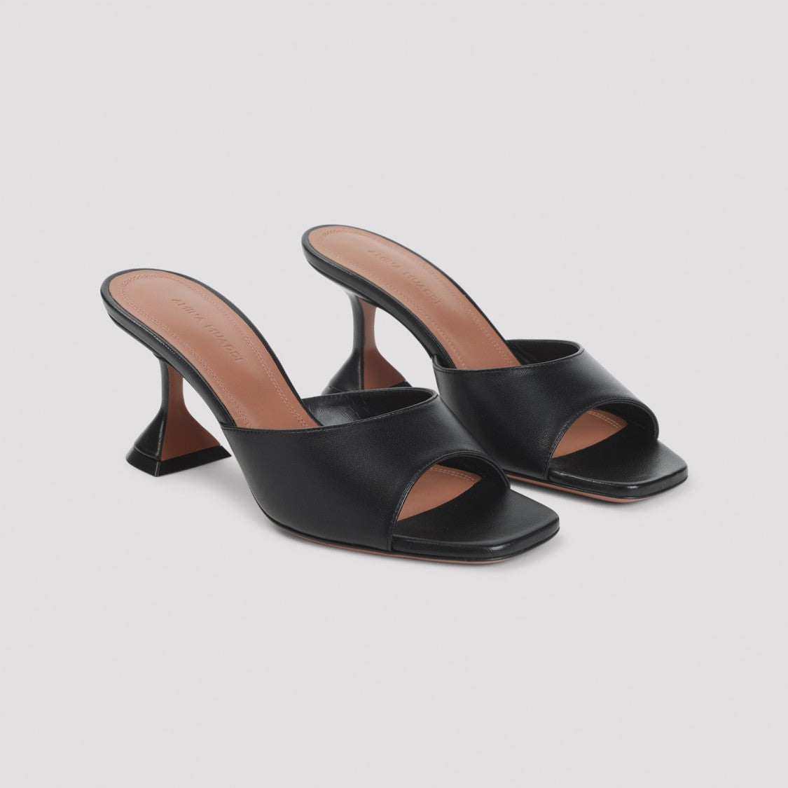 Amina Muaddi Black Nappa Leather Lupita 70 Slippers