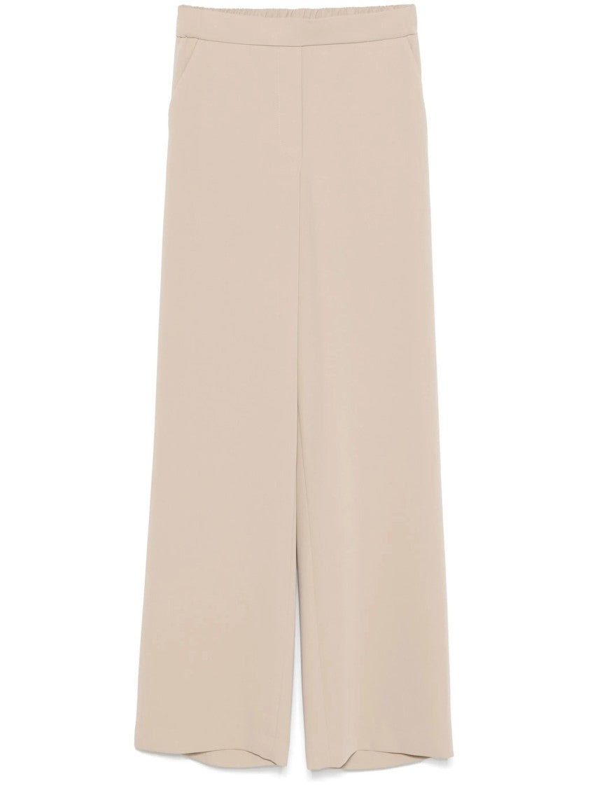 P.A.R.O.S.H. Wide-Leg Beige Cady Pants With Minimalist Aesthetic