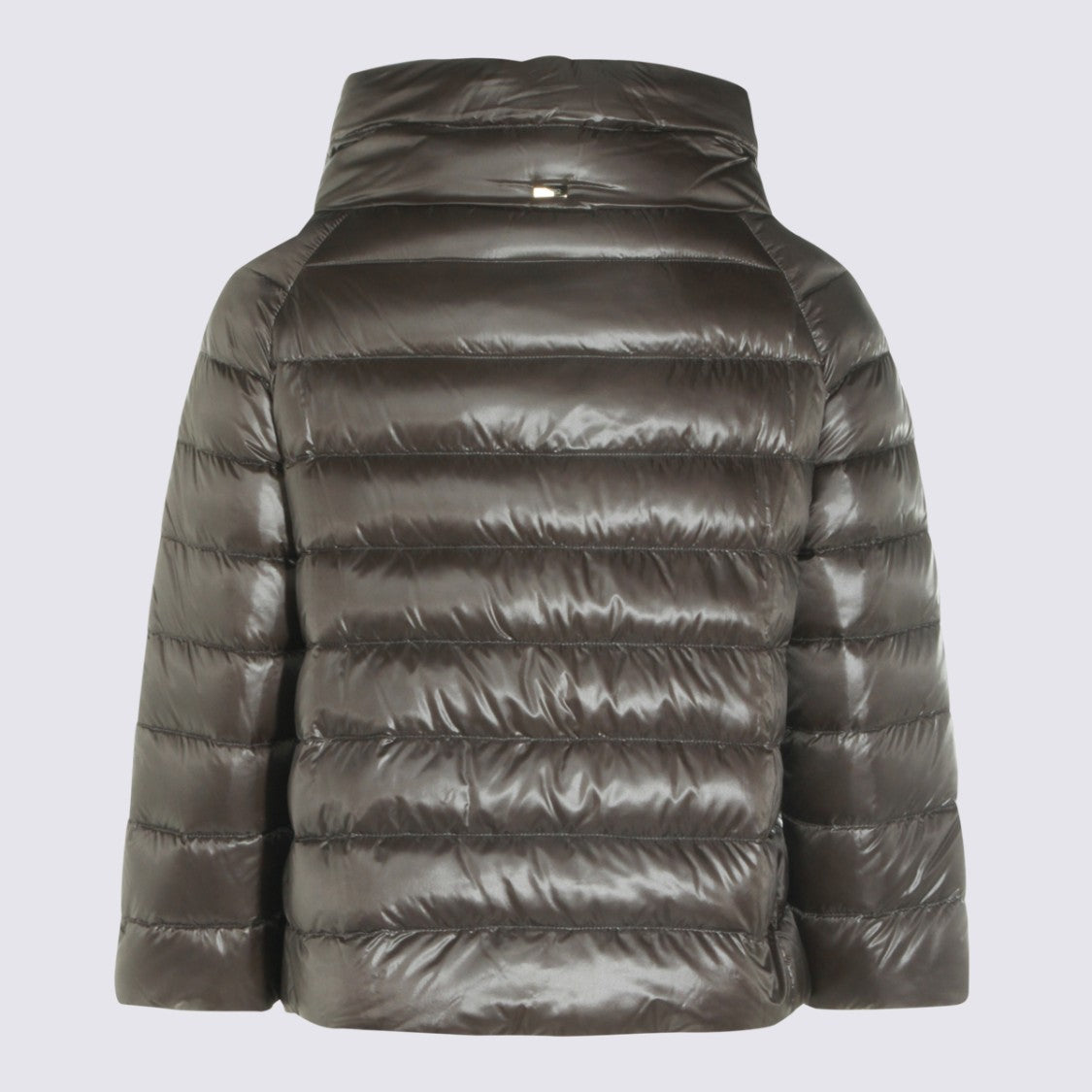 Herno Glossy Quilted Puffer Coat With High Collar And Boxy Silhouette