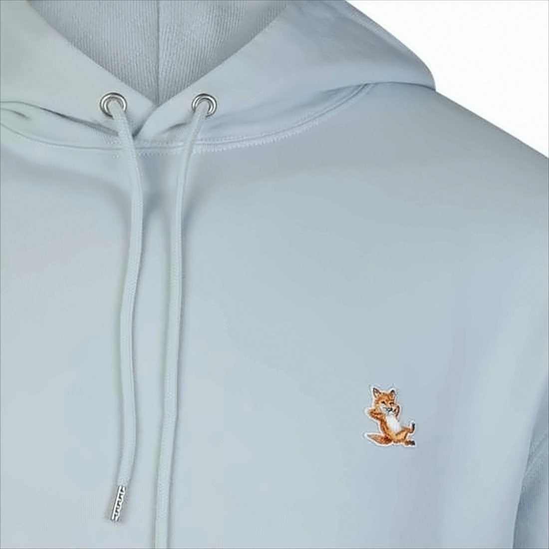Maison Kitsuné Relaxed Fit Blue Cotton Hoodie With Embroidered Fox Logo