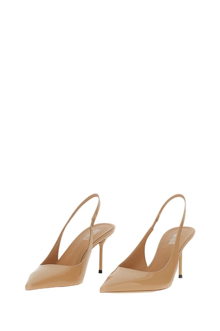 Paris Texas Beige Lidia Patent Leather Slingback Pumps