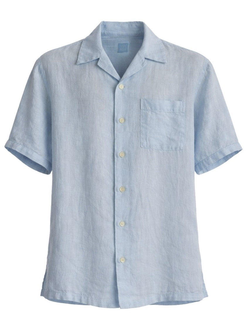 120% Lino Relaxed Linen Camp Collar Casual Shirt