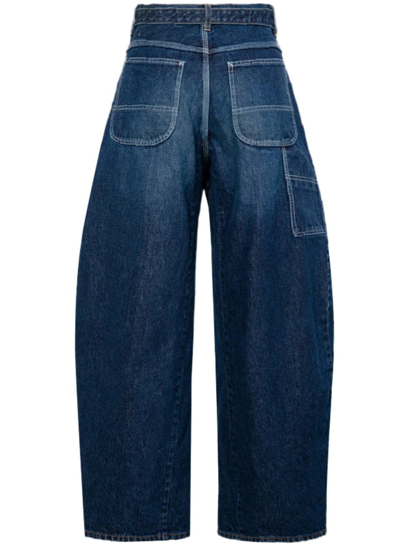 Sacai Wide-Leg Denim Pants With High Waist And Vintage Appeal
