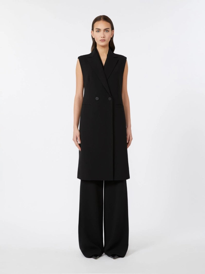 Max Mara Double-Breasted Black Jacket With Notched Lapel