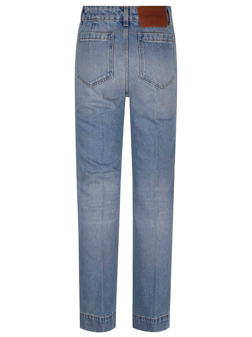 Victoria Beckham Blue Cropped Kick Alina Jeans