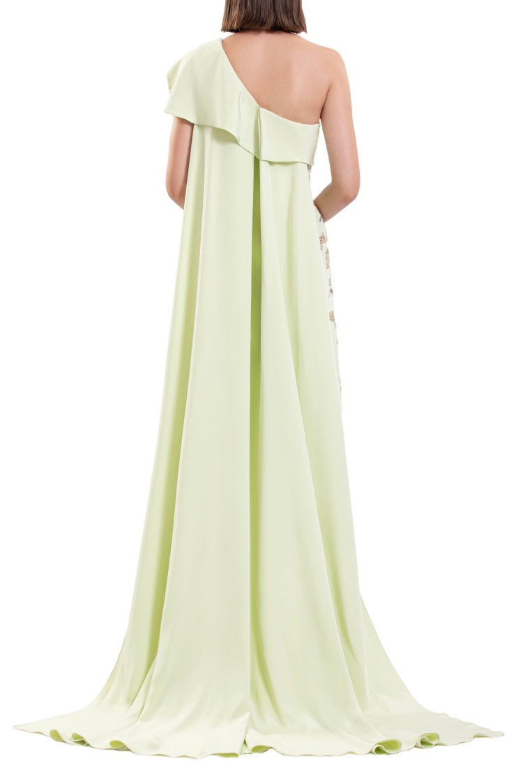 Saiid Kobeisy One Shoulder Embroidered Crepe Dress