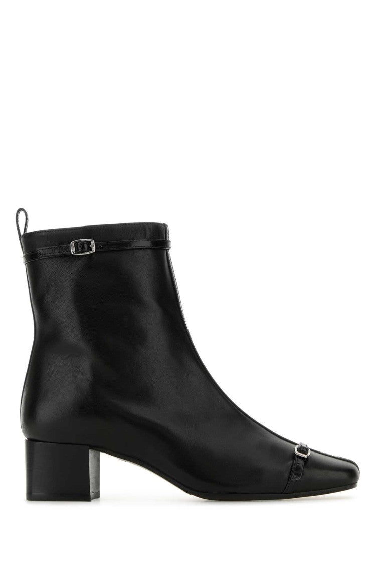Carel Paris Black Leather Start Ankle Boots