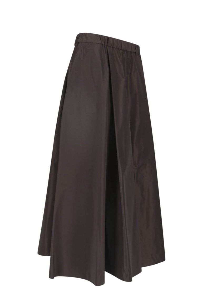 Aspesi Brown Fabric Elasticated Midi Skirt