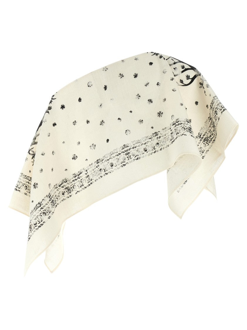 Alberta Ferretti Asymmetrical Linen Top With Hood And Fortuny-Inspired Print