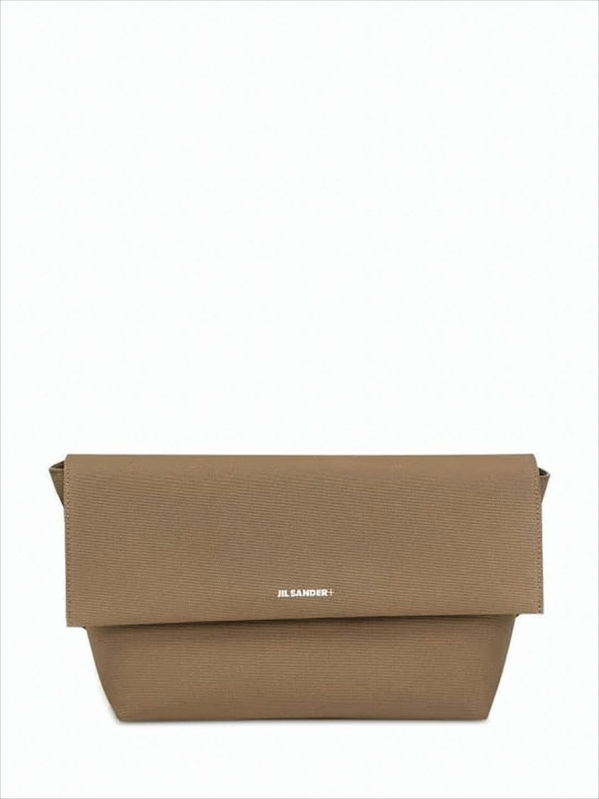 Jil Sander Structured Brown Crossbody Bag With Fold-Over Flap
