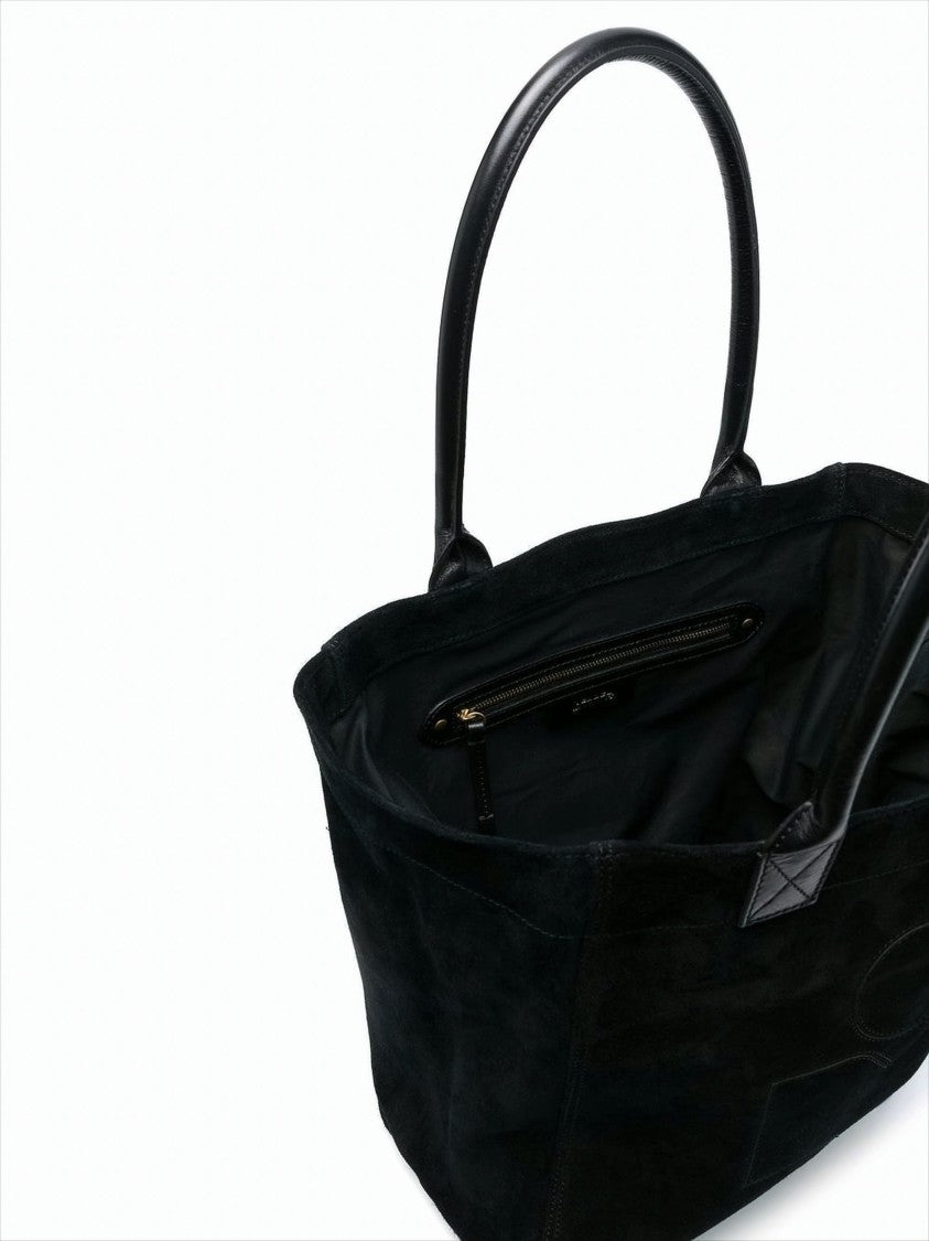 Isabel Marant Étoile Tapered Black Suede Calf Leather Small Tote Bag