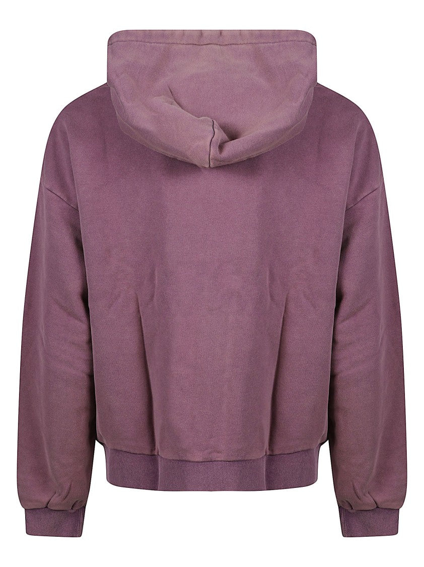 Found Motif Patterned Full-Zip Cotton Hoodie
