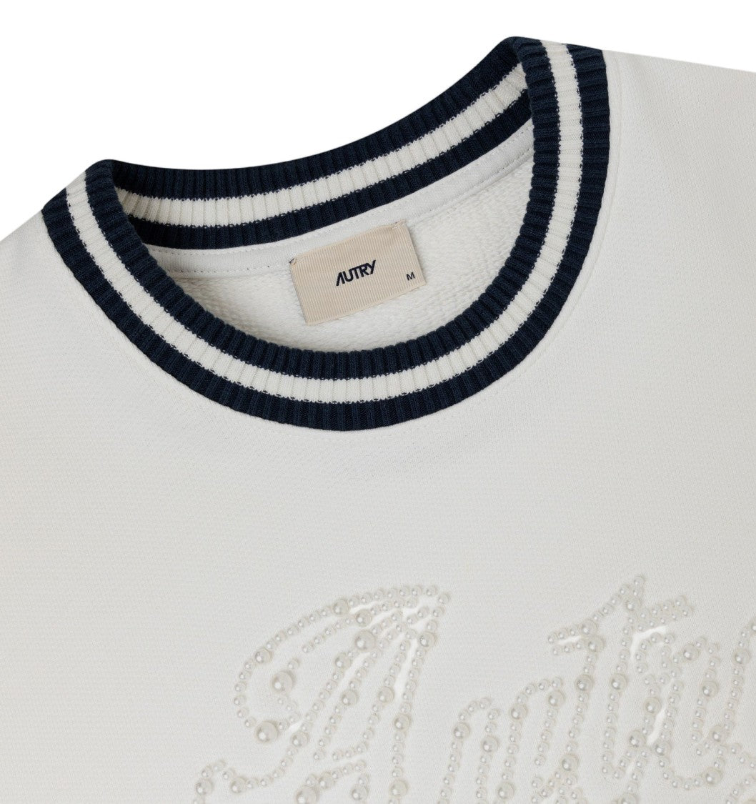 Autry Cotton Sweatshirt With Beaded Logo Detail