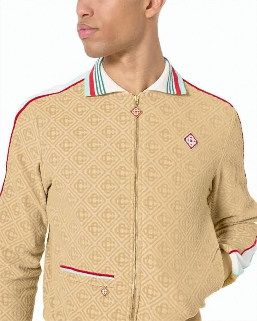 Casablanca Textured Zip-Up Jacket With Diamond Pattern