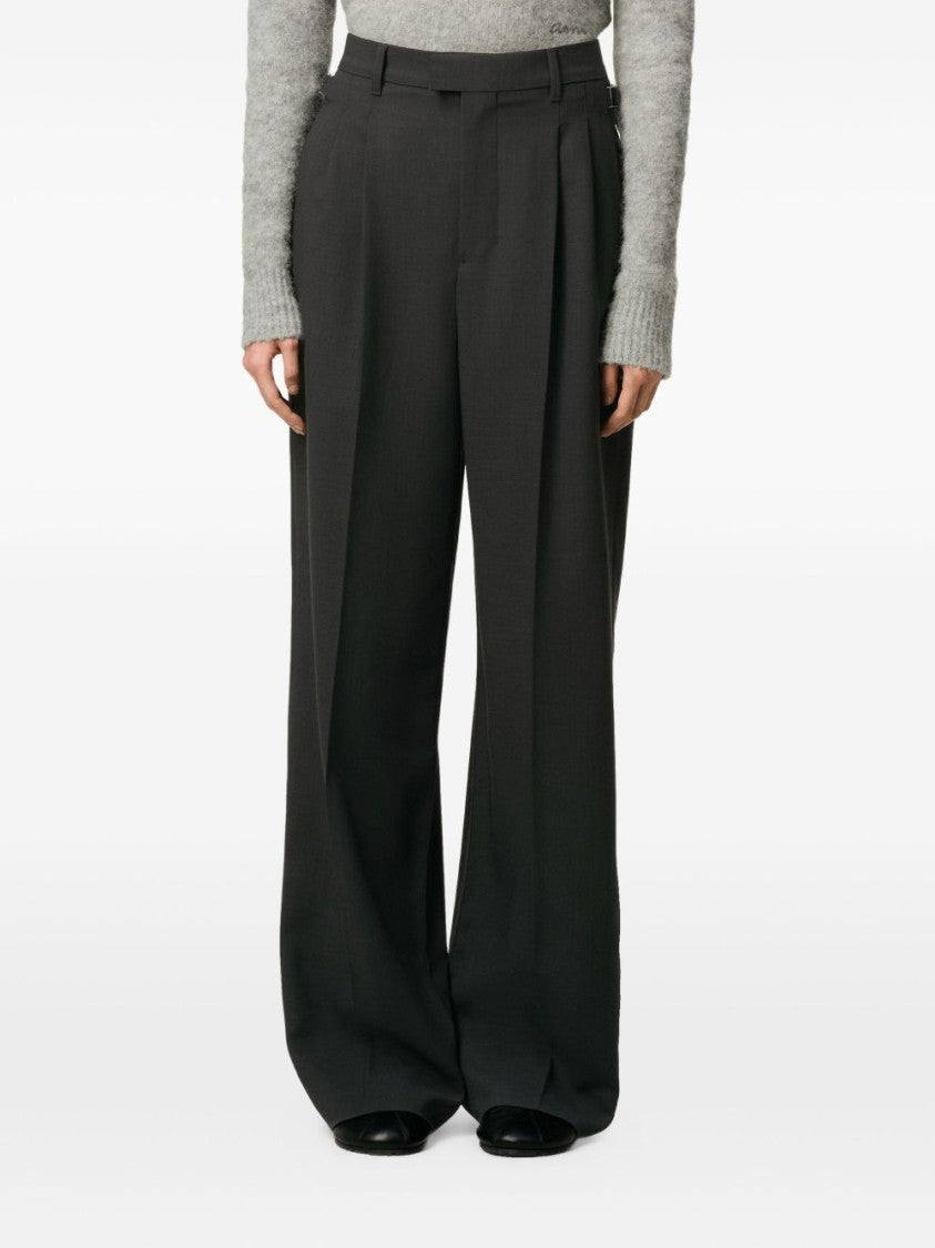 Ami Charcoal Grey High-Waisted Trousers